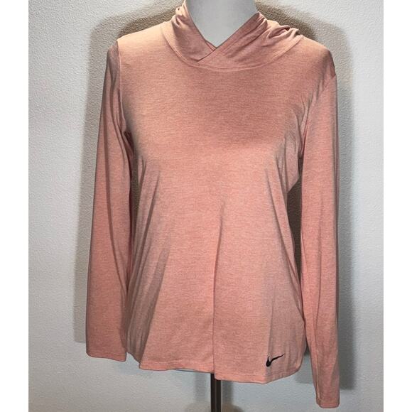 Nike Dri-Fit Women’s Pink Hooded Long Sleeve Athletic Top Size M Running - Picture 1 of 6